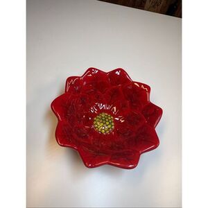Certified International Red Poinsettia Bowl Christmas Serving Dish